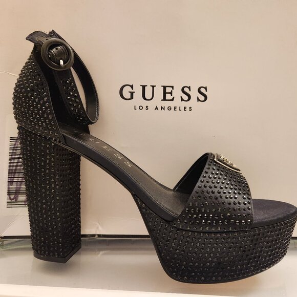 Guess "Setona" Black Embellished Platform Sandals. NIB. Size 9.5 - Picture 1 of 11